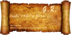 Gyárfás Riza névjegykártya